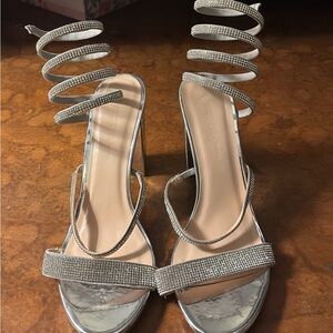 Silver heels -Size 10 - worn once